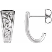 Charger l&#39;image dans la galerie, Sterling Silver Vintage-Inspired J-Hoop Earrings
