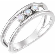 Load image into Gallery viewer, Sterling Silver Opal Three-Stone Bezel-Set Ring
