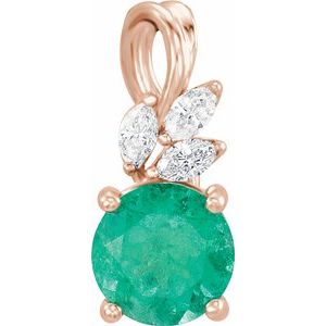 Pendentif émeraude rose 14K et diamant 1/10 CTW