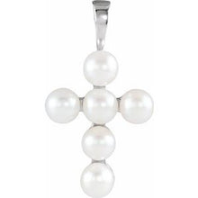 Load image into Gallery viewer, Sterling Silver Freshwater Cultured Pearl Cross Pendant
