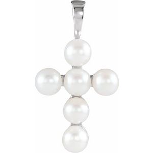 Sterling Silver Freshwater Cultured Pearl Cross Pendant