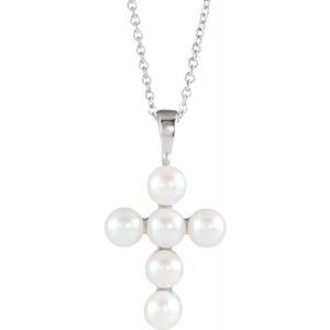 Pearl Cross Necklace or Pendant 
