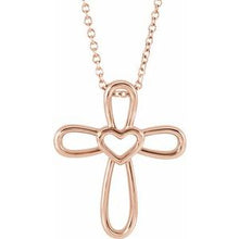 Load image into Gallery viewer, Cross with Heart Necklace or Pendant  
