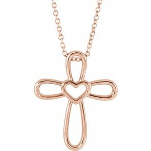 Cross with Heart Necklace or Pendant  