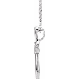 Sterling Silver Cross with Heart 16-18" Necklace