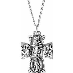 Sterling Silver 28x23 mm Four-Way Cross Medal 24