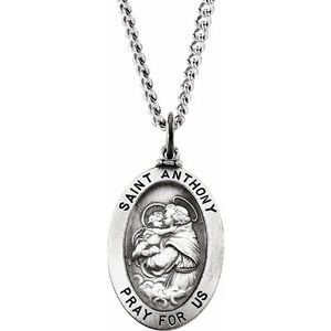 Sterling Silver 23.25x16 mm St. Anthony of Padua Medal Necklace