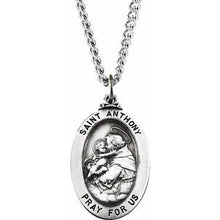 Charger l&#39;image dans la galerie, Sterling Silver 25x17.75 mm St. Anthony of Padua Medal Necklace
