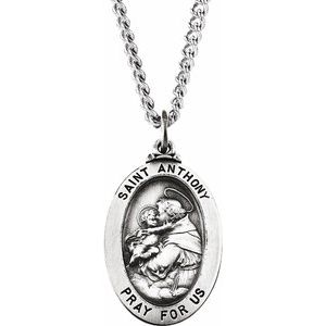 Sterling Silver 25x17.75 mm St. Anthony of Padua Medal Necklace