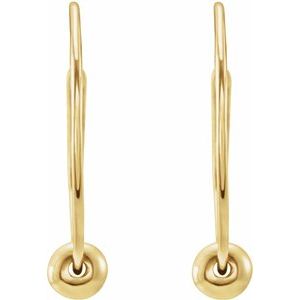 14K Yellow Youth Hoop Earrings with Bead