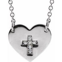 Charger l&#39;image dans la galerie, Sterling Silver .02 CTW Diamond Heart &amp; Cross 16-18&quot; Necklace
