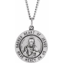Charger l&#39;image dans la galerie, Sterling Silver 22 mm Round Sacred Heart of Jesus 24&quot; Necklace
