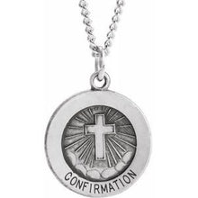 Load image into Gallery viewer, Sterling Silver 15 mm Confirmation Medal with Cross 18&quot; Necklace
