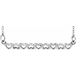 Sterling Silver Heart Bar 16-18