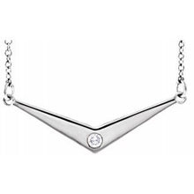 Load image into Gallery viewer, Sterling Silver .03 CTW Diamond Solitaire &quot;V&quot; 18&quot; Necklace
