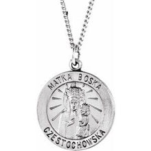 Load image into Gallery viewer, Sterling Silver 18.25 Round Matka Boska Medal Necklace
