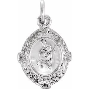 14K White 12x9 mm Scapular Medal