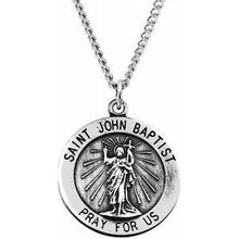 Load image into Gallery viewer, Sterling Silver 18 mm Round St. John the Baptist Necklace
