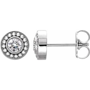 Platinum 1/2 CTW Diamond Beaded Earrings
