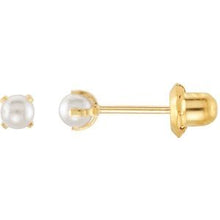 Load image into Gallery viewer, 14K Yellow Imitation Cream Pearl Piercing Earrings
