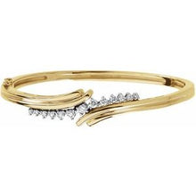 Load image into Gallery viewer, 14K Yellow /White 1/2 CTW Diamond Bangle 7 1/2&quot; Bracelet
