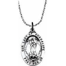 Charger l&#39;image dans la galerie, Sterling Silver 29x20 mm Oval Our Lady of Guadalupe Medal Necklace
