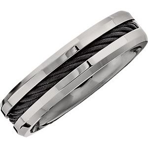Grooved Band with Black Cable Inlay