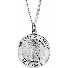 Load image into Gallery viewer, Sterling Silver 18 mm Our Lady of Loreto Medal Necklace
