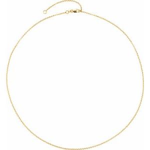 Sterling Silver 18K Yellow Gold Plated 1.5 mm Adjustable Rolo 18-20" Chain
