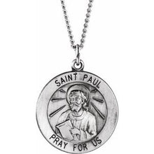 Load image into Gallery viewer, Sterling Silver 18 mm Round St. Paul the Apostle 18&quot; Necklace
