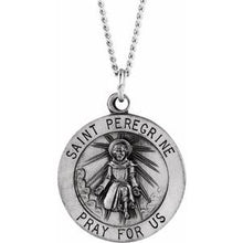Load image into Gallery viewer, Sterling Silver 18 mm Round St. Peregrine 18&quot; Necklace
