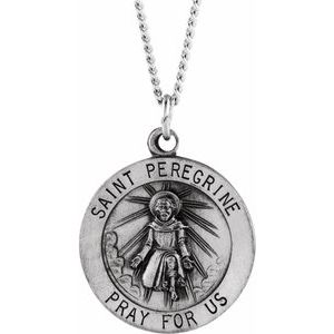 Sterling Silver 18 mm Round St. Peregrine 18