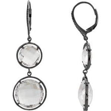 Load image into Gallery viewer, Black Rhodium-Plated Sterling Silver Clear Quartz Earrings
