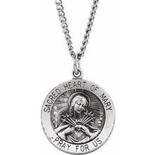 Load image into Gallery viewer, Sterling Silver 18 mm Round Sacred Heart of Mary 18&quot; Necklace
