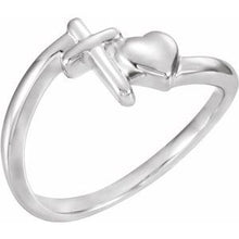 Load image into Gallery viewer, Sterling Silver Cross &amp; Heart Chastity Ring
