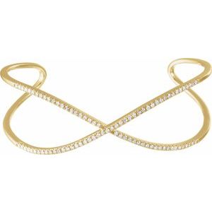 14K Yellow 3/4 CTW Diamond Criss-Cross Cuff 7" Bracelet