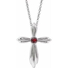 Charger l&#39;image dans la galerie, Sterling Silver Mozambique Garnet Cross 16-18&quot;  Necklace
