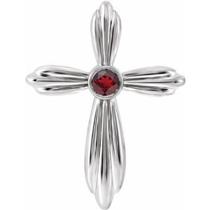 Sterling Silver Mozambique Garnet Cross Pendant