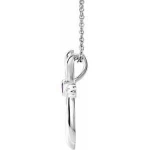 Sterling Silver Amethyst Cross 16-18" Necklace