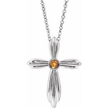 Charger l&#39;image dans la galerie, Sterling Silver Citrine Cross 16-18&quot; Necklace
