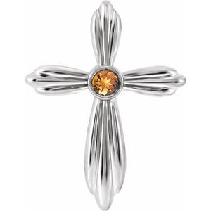 Sterling Silver Citrine Cross Pendant