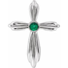 Load image into Gallery viewer, Sterling Silver Chatham¬Æ Created Emerald Cross Pendant
