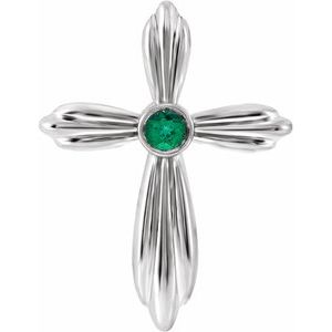Sterling Silver Chatham¬Æ Created Emerald Cross Pendant