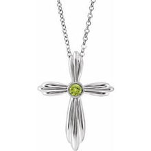 Load image into Gallery viewer, Sterling Silver Peridot Cross 16-18&quot; Necklace
