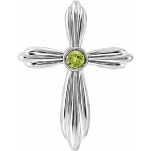 Sterling Silver Peridot Cross Pendant