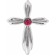 Load image into Gallery viewer, Sterling Silver Chatham¬Æ Created Ruby Cross Pendant
