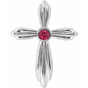 Sterling Silver Chatham¬Æ Created Ruby Cross Pendant