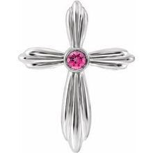 Load image into Gallery viewer, Sterling Silver Pink Tourmaline Cross Pendant
