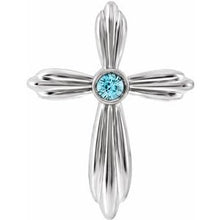 Load image into Gallery viewer, Sterling Silver Blue Zircon Cross Pendant
