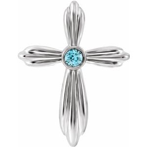 Sterling Silver Blue Zircon Cross Pendant